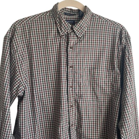 Gant Autumn Oxford Mens Shirt XL Plaid Muted Tone Cotton Button Up Office Casual - Picture 8 of 13